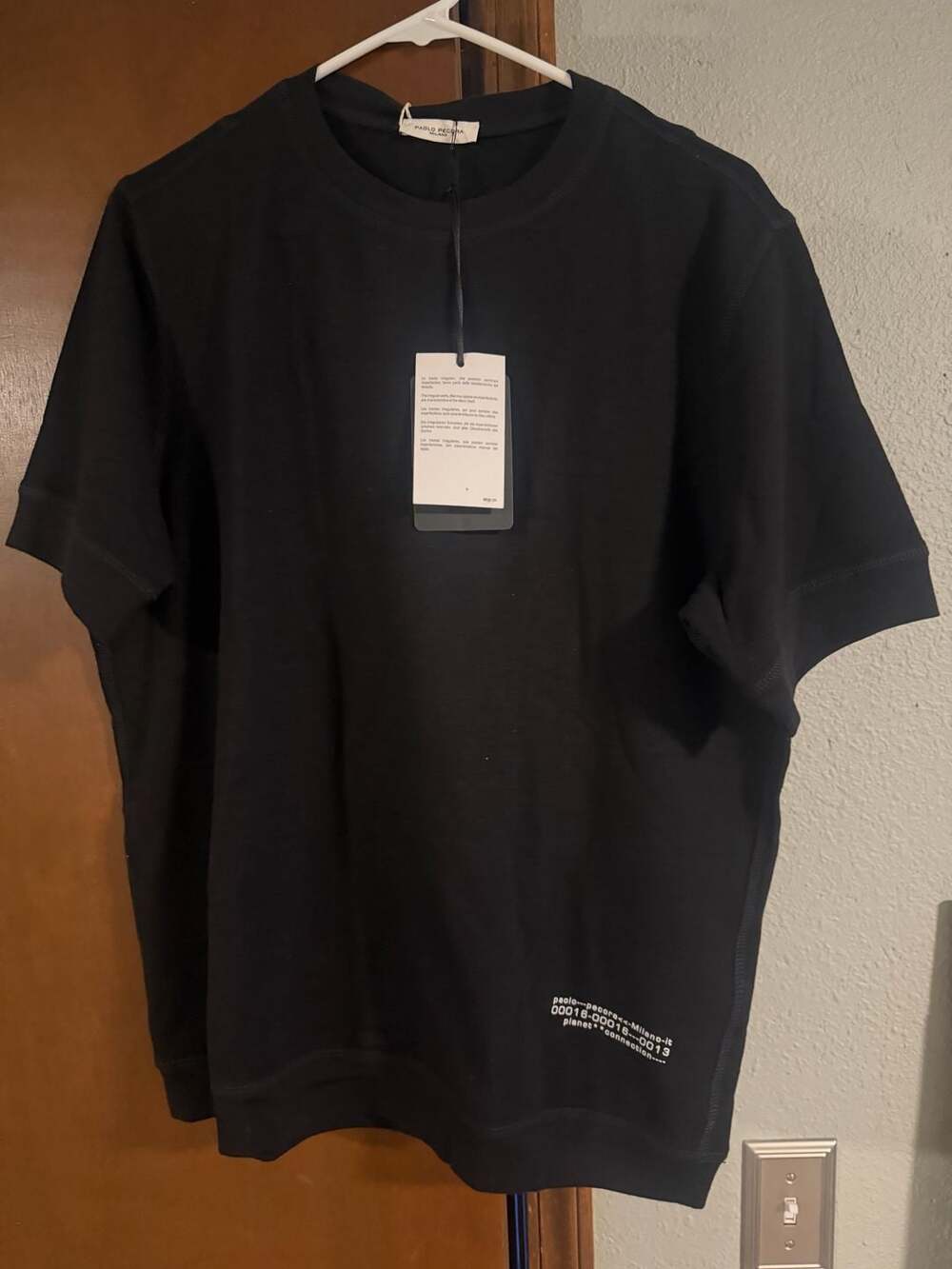 Paolo Pecora Milano Men's Black Short Sleeve Crewneck T-Shirt